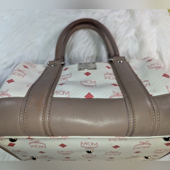 MCM Boston Bag White Pink Beige - Picture 10 of 16